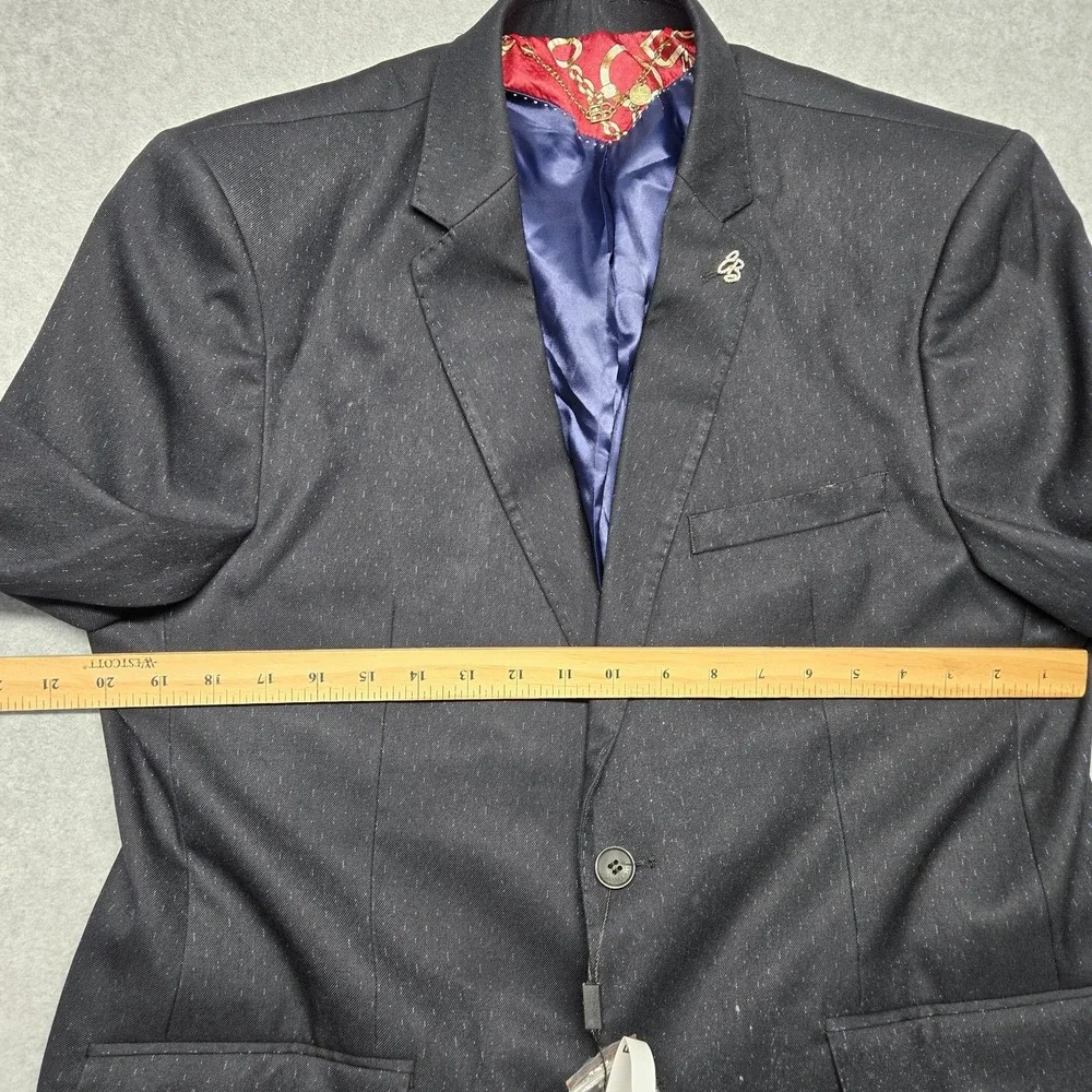 Elie Balleh Blazer Mens 42-44 Large Black Slim Fit 2 Button Sport Coat Jacket